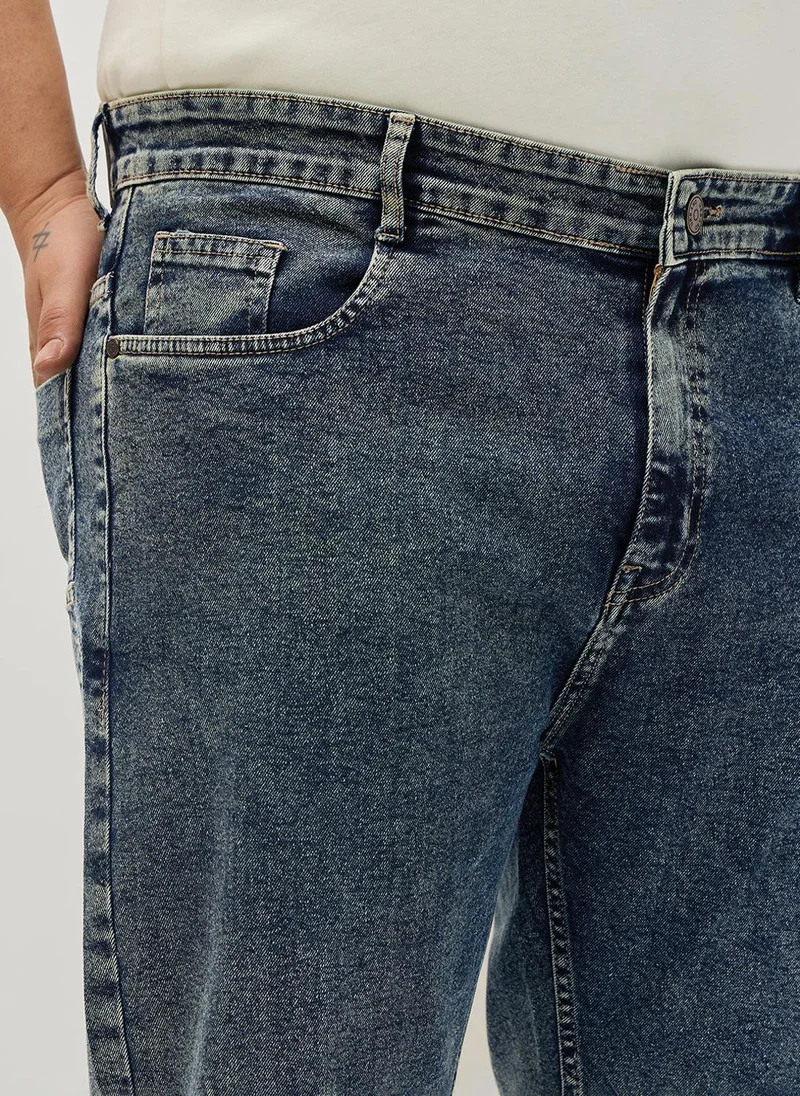 Urbano Fashion  Urbano Plus Men's Blue Regular Fit Heavy Washed Denim Jeans Stretchable for Men | Best Price UAE